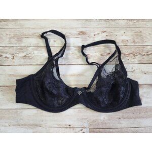 Victoria's Secret Unlined Demi Bra 34B Sheer Black Lace Wired Body by Victoria